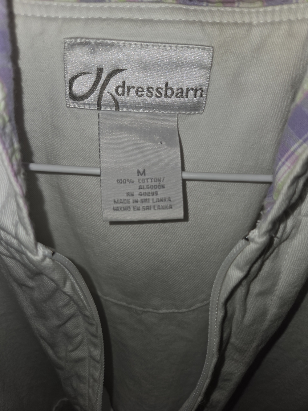 dressbarn White Hooded Utility Jacket with Plaid Lining - Picture 4 of 4